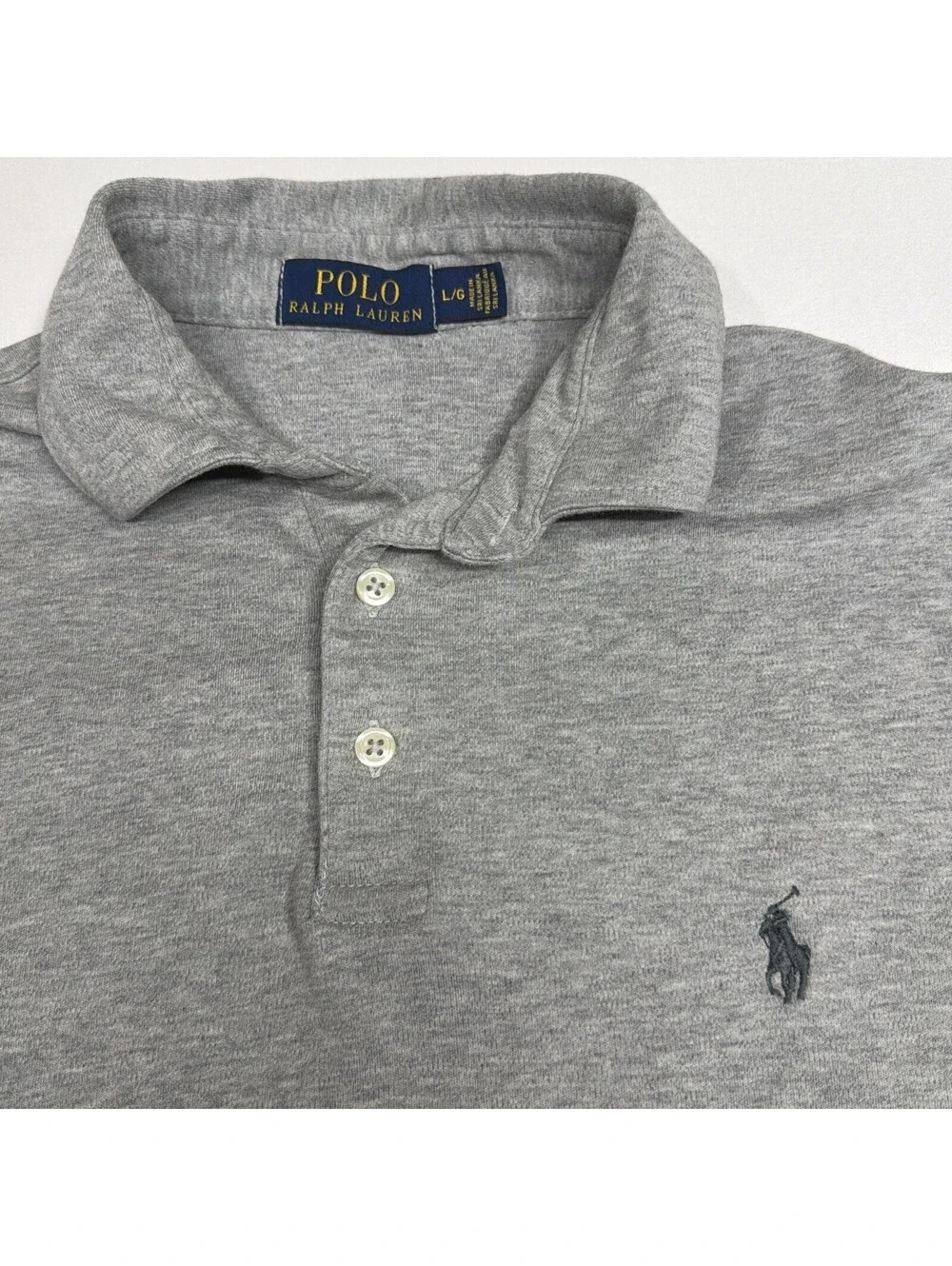 Polo Ralph Lauren Shirt Men's L Cotton Mesh Classic Fit Short Sleeve Gray